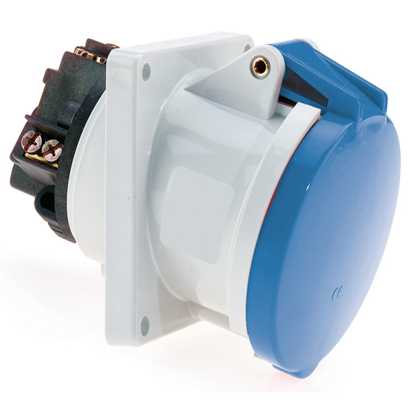 IP44 & IP67 panel mounting socket outlets (angled) -63A 230V 3P IP44 ...