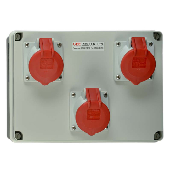 Socket on Backbox 3 Gang 16A 400V 5P IP44 Socket on Backbox 3 Gang 16A 400V 5P IP44
