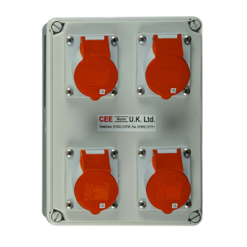 Socket on Backbox 4 Gang 16A 400V 5P IP44 Socket on Backbox 4 Gang 16A 400V 5P IP44