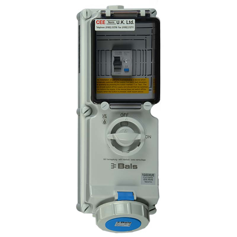 Switched Interlocked Sockets with RCD Protection -16A 230V 3P IP67 ...