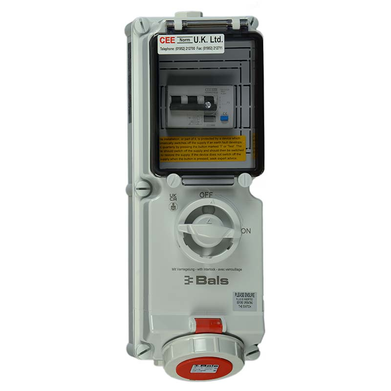 Switched Interlocked Sockets with RCD Protection -16A 400V 5P IP67 ...