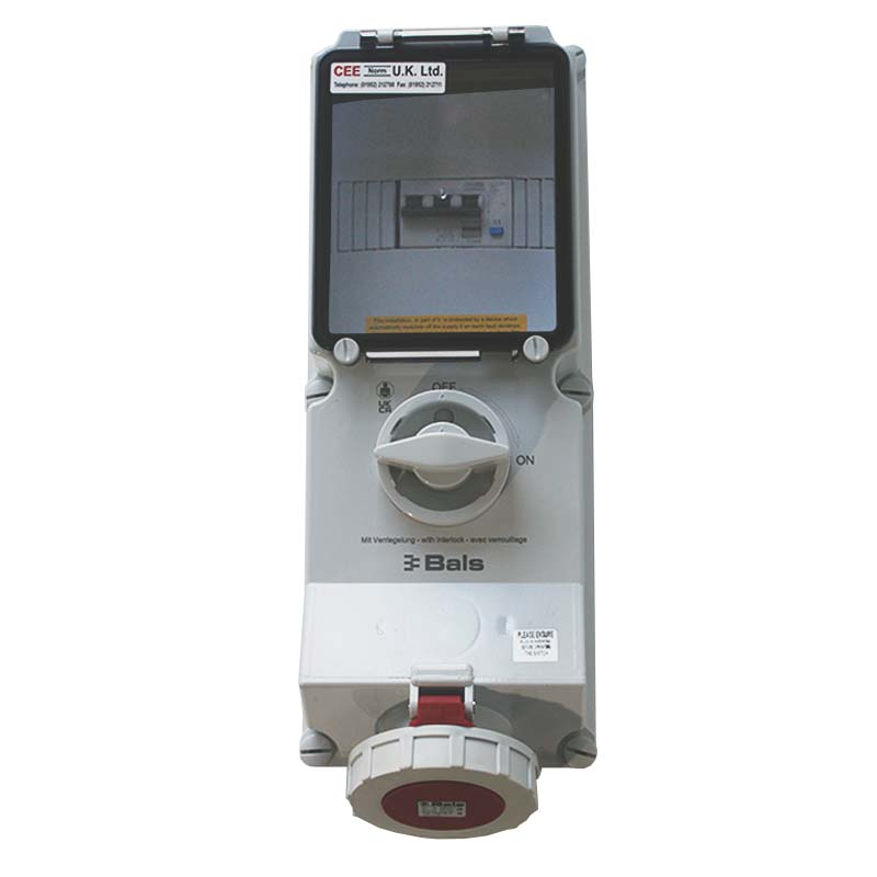 Protected Switch Switched Interlocked Sockets (RCD Protected)63A 400V 5P IP67 SWITCHED ...
