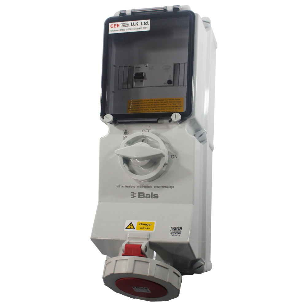 Switched Interlocked Sockets with RCD Protection -125A 400V 5P IP67 ...