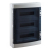 IP65 Distribution Box, 54 MOD, Grey Transparent Door, E+N Bars