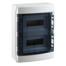 IP65 Distribution Box, 24 MOD, Grey Transparent Door, E+N Bars