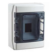 IP65 Distribution Box, 4 MOD, Grey Transparent Door, E+N Bars