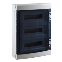 IP65 Distribution Box, 54 MOD, Grey Transparent Door, E+N Bars